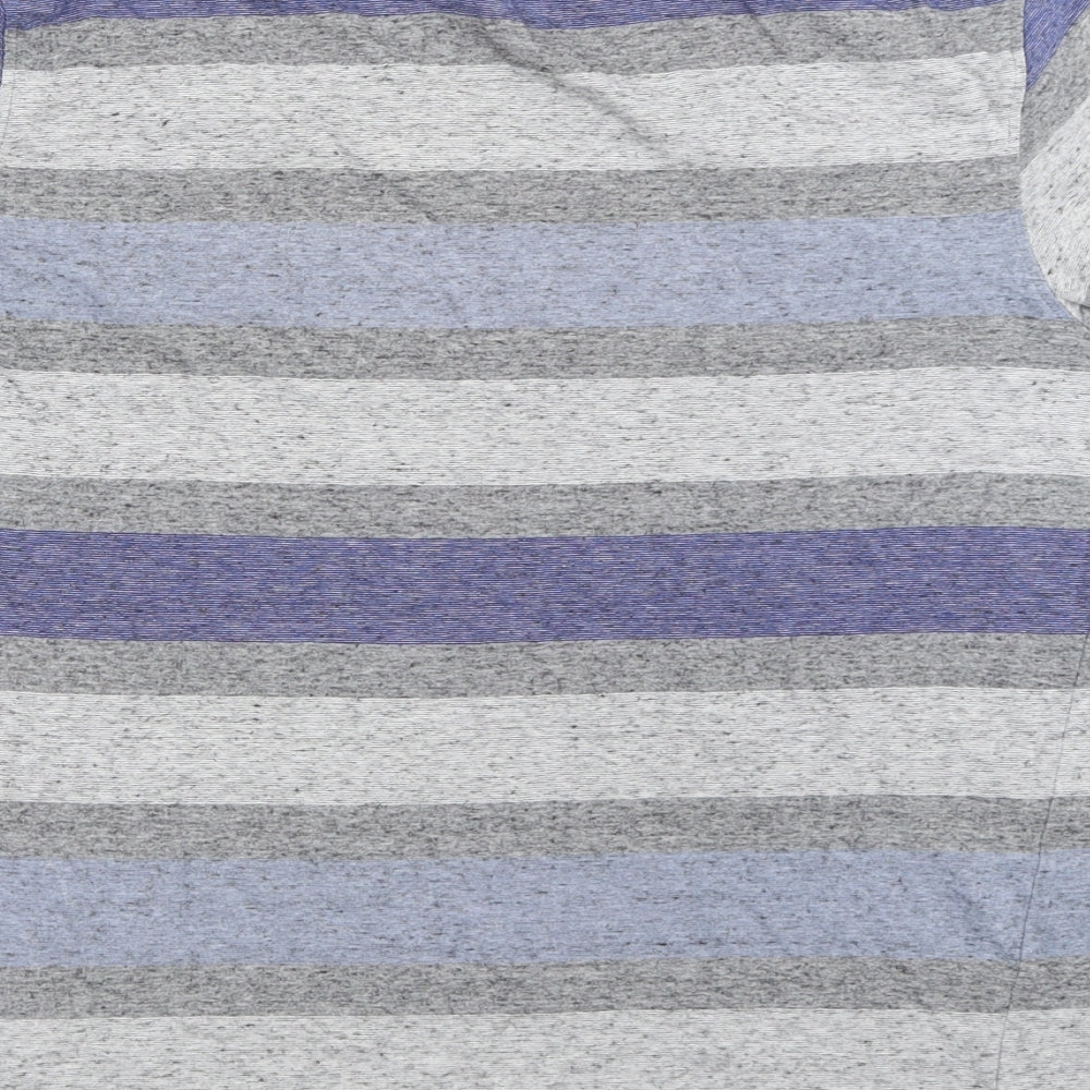 Marks and Spencer Mens Grey Striped   T-Shirt Size M