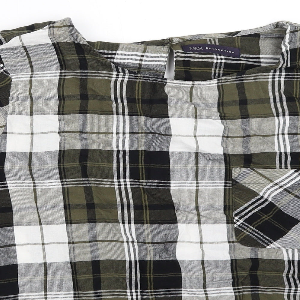 Marks and Spencer Womens Green Check  Basic Blouse Size 18
