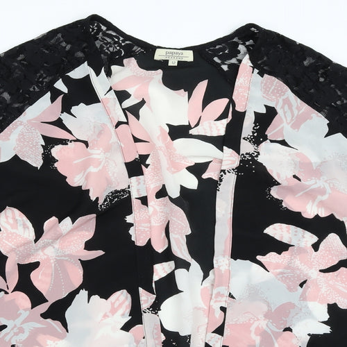 Papaya Womens Black Floral  Cardigan Jumper Size 12