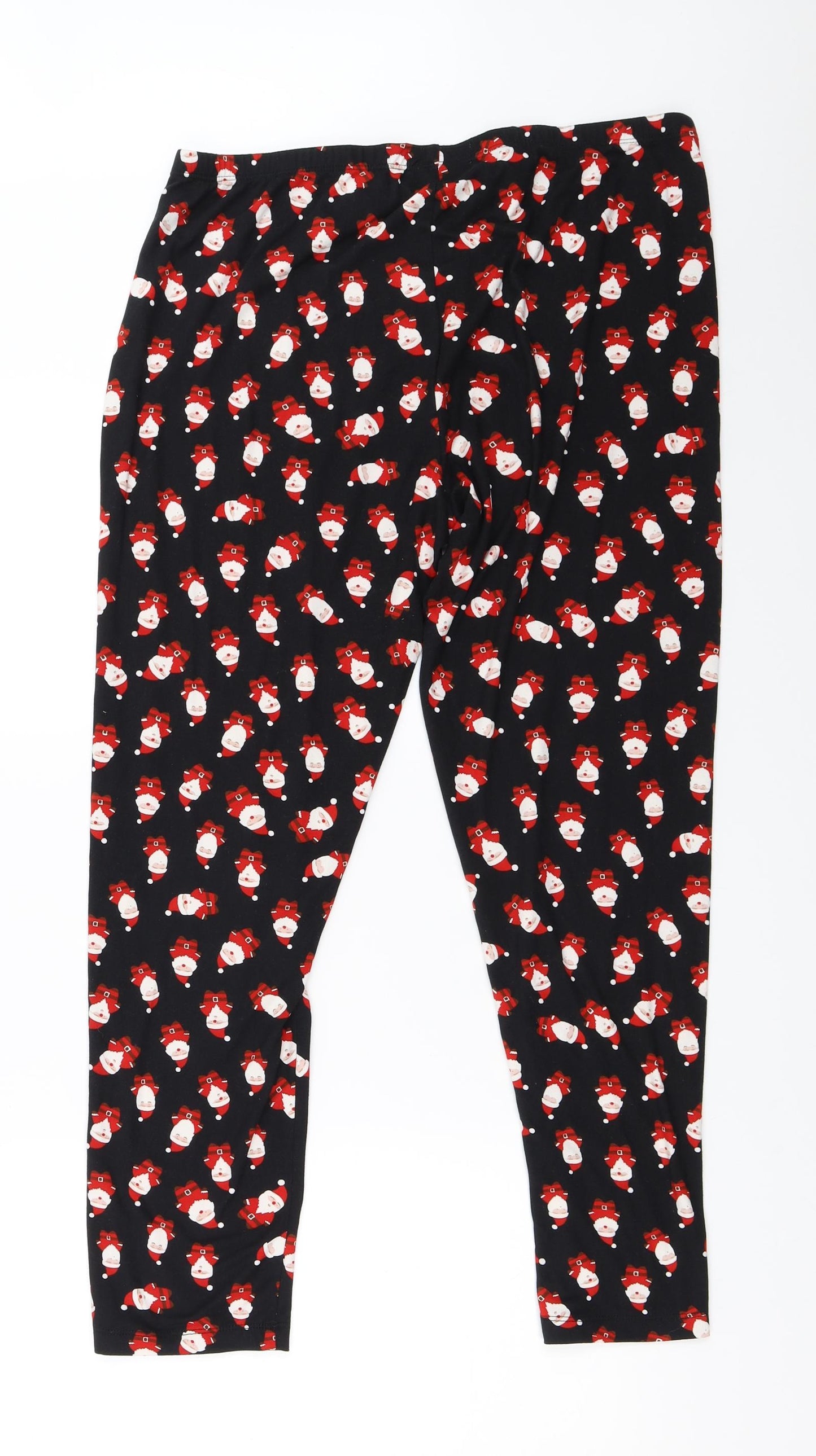 Preworn Womens Black Solid  Top Pyjama Pants Size XL  - christmas santa