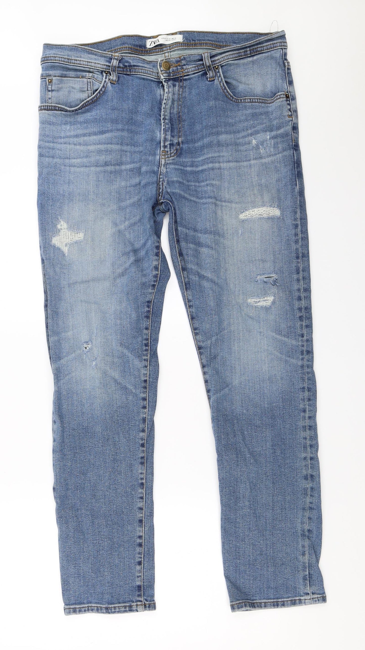 Zara Mens Blue  Denim Straight Jeans Size 44 L29 in