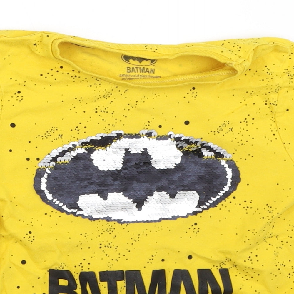 Primark Boys Yellow   Basic T-Shirt Size 4-5 Years  - batman