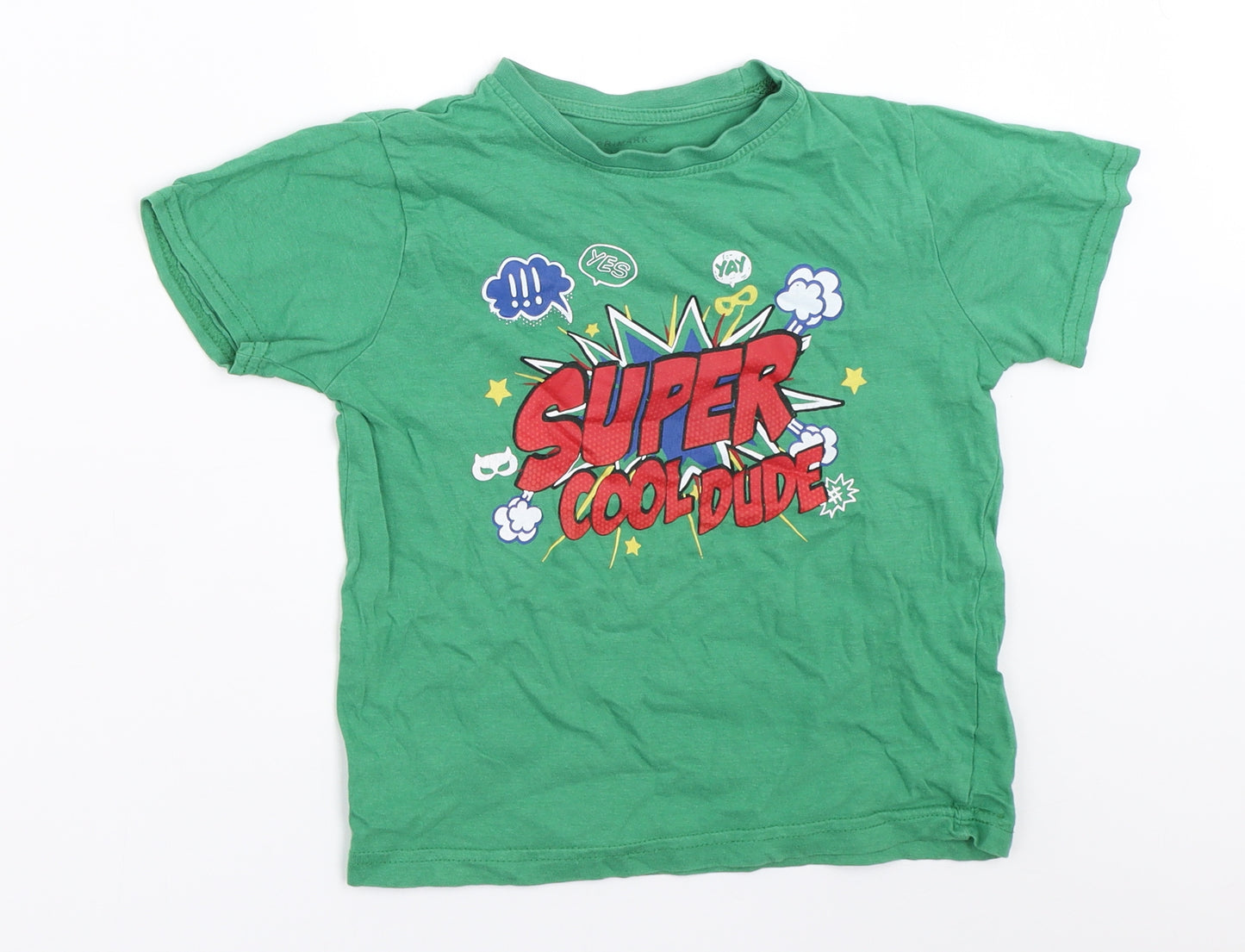 Primark Boys Green   Basic T-Shirt Size 5-6 Years