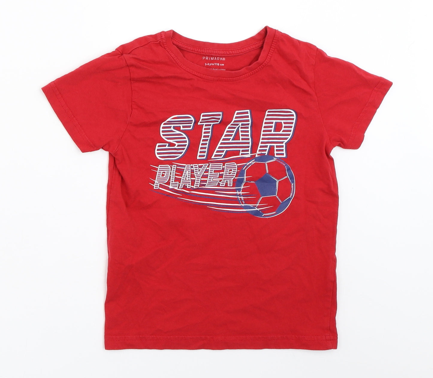 Primark Boys Red   Basic T-Shirt Size 5-6 Years