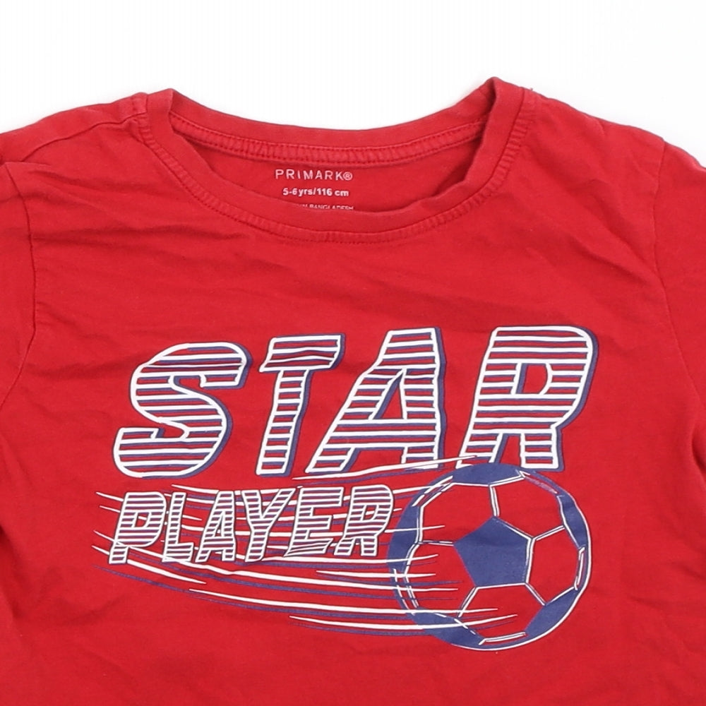 Primark Boys Red   Basic T-Shirt Size 5-6 Years