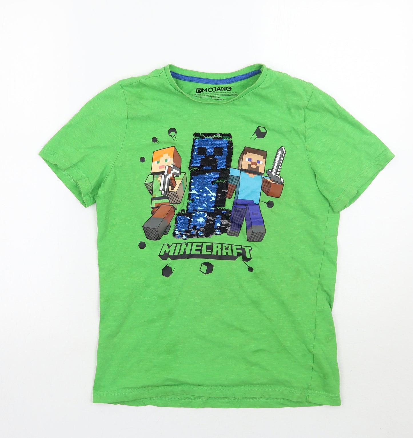 F&F Boys Green   Basic T-Shirt Size 13 Years  - minecraft