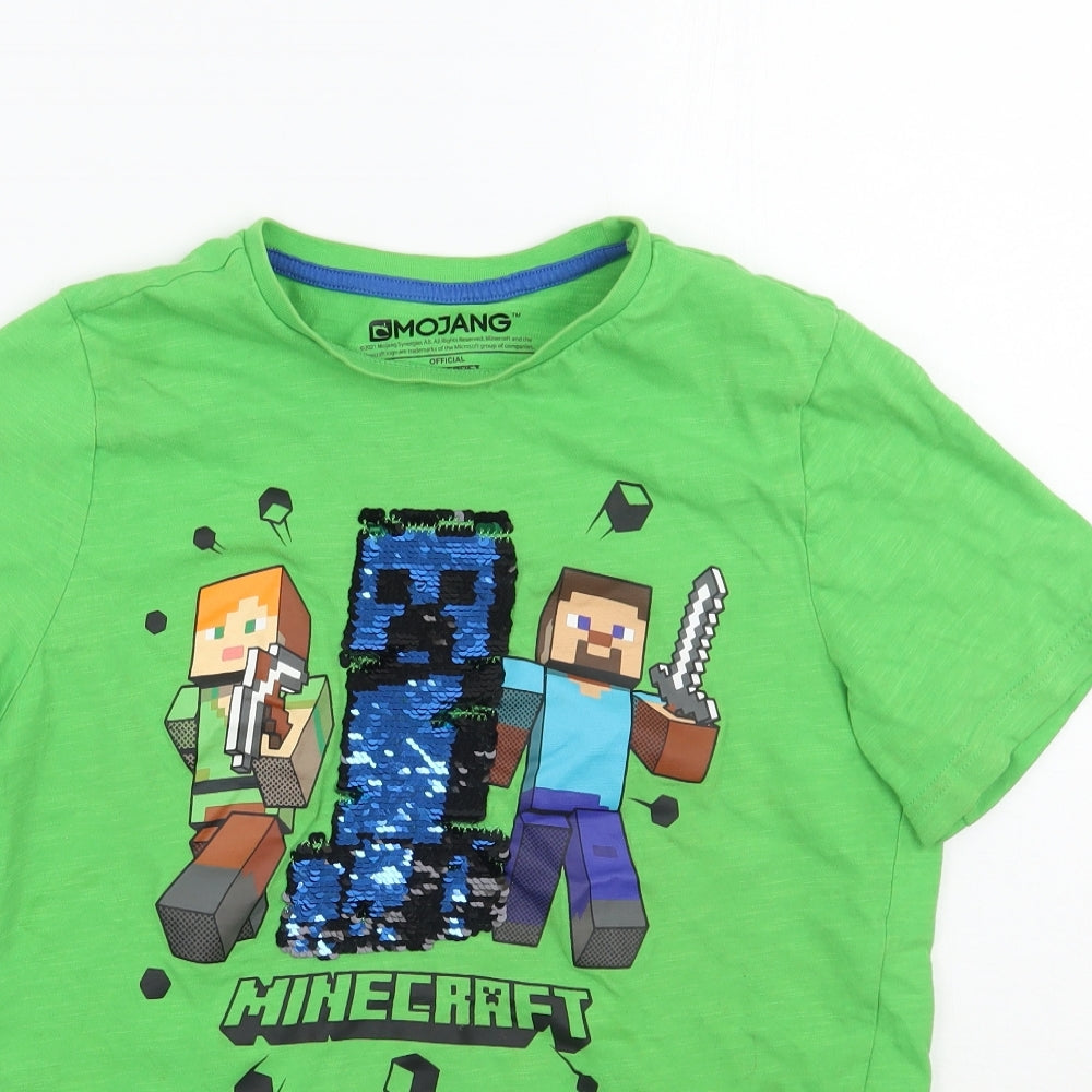 F&F Boys Green   Basic T-Shirt Size 13 Years  - minecraft