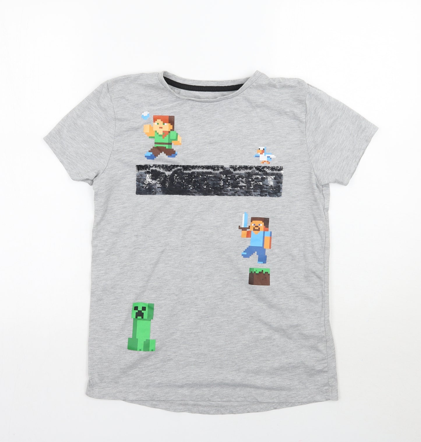 F&F Boys Grey   Basic T-Shirt Size 13 Years  - minecraft