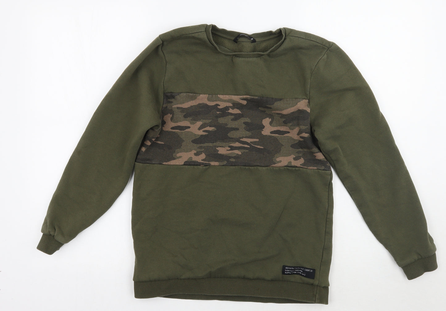 George Boys Green Camouflage  Pullover Jumper Size 14 Years