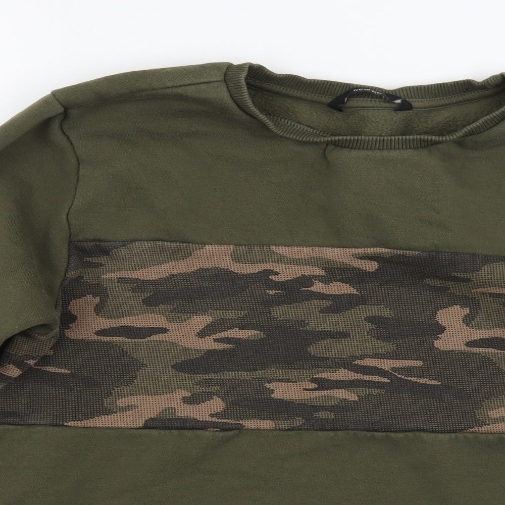 George Boys Green Camouflage  Pullover Jumper Size 14 Years