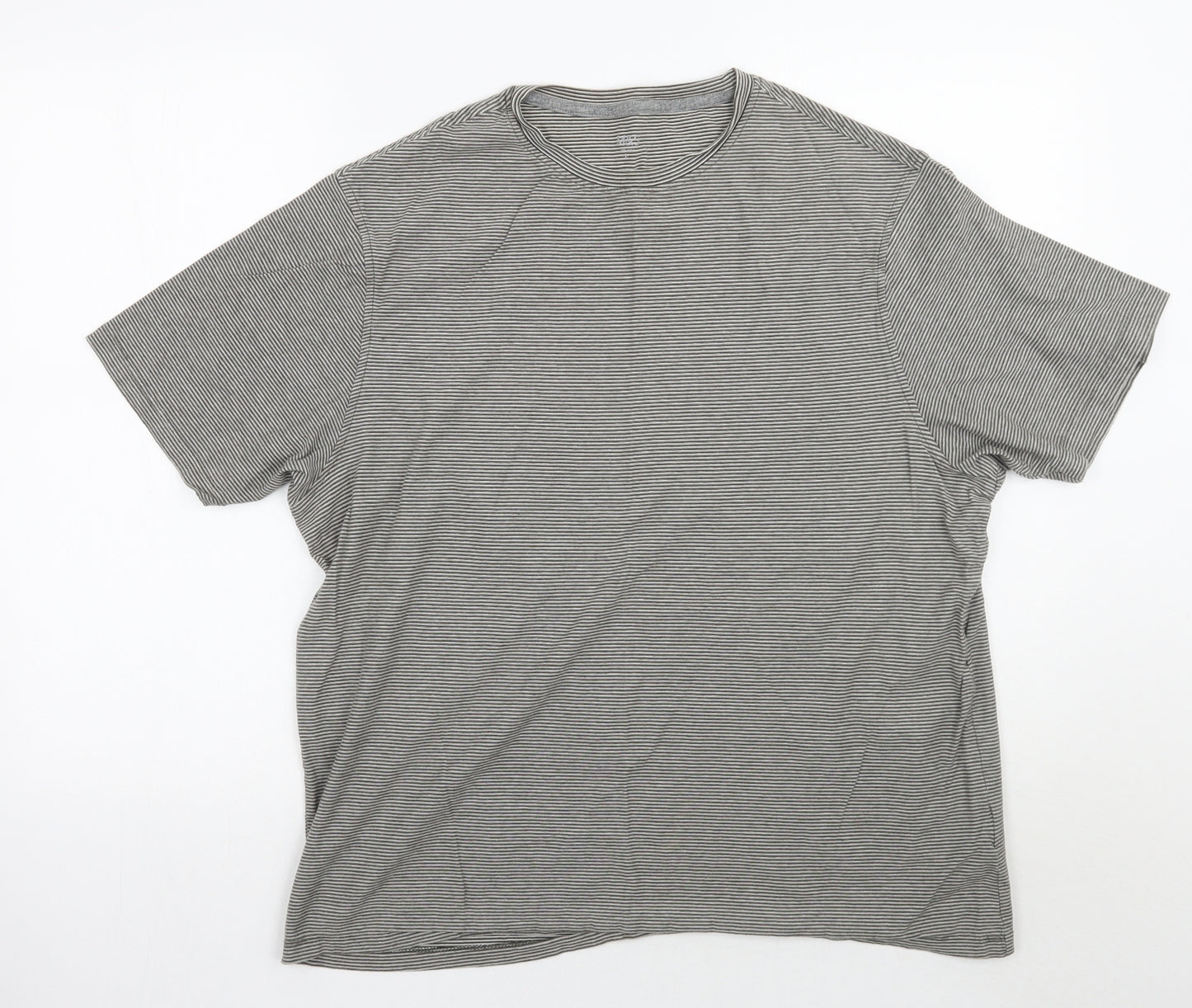 Marks and Spencer Mens Grey Striped   T-Shirt Size L