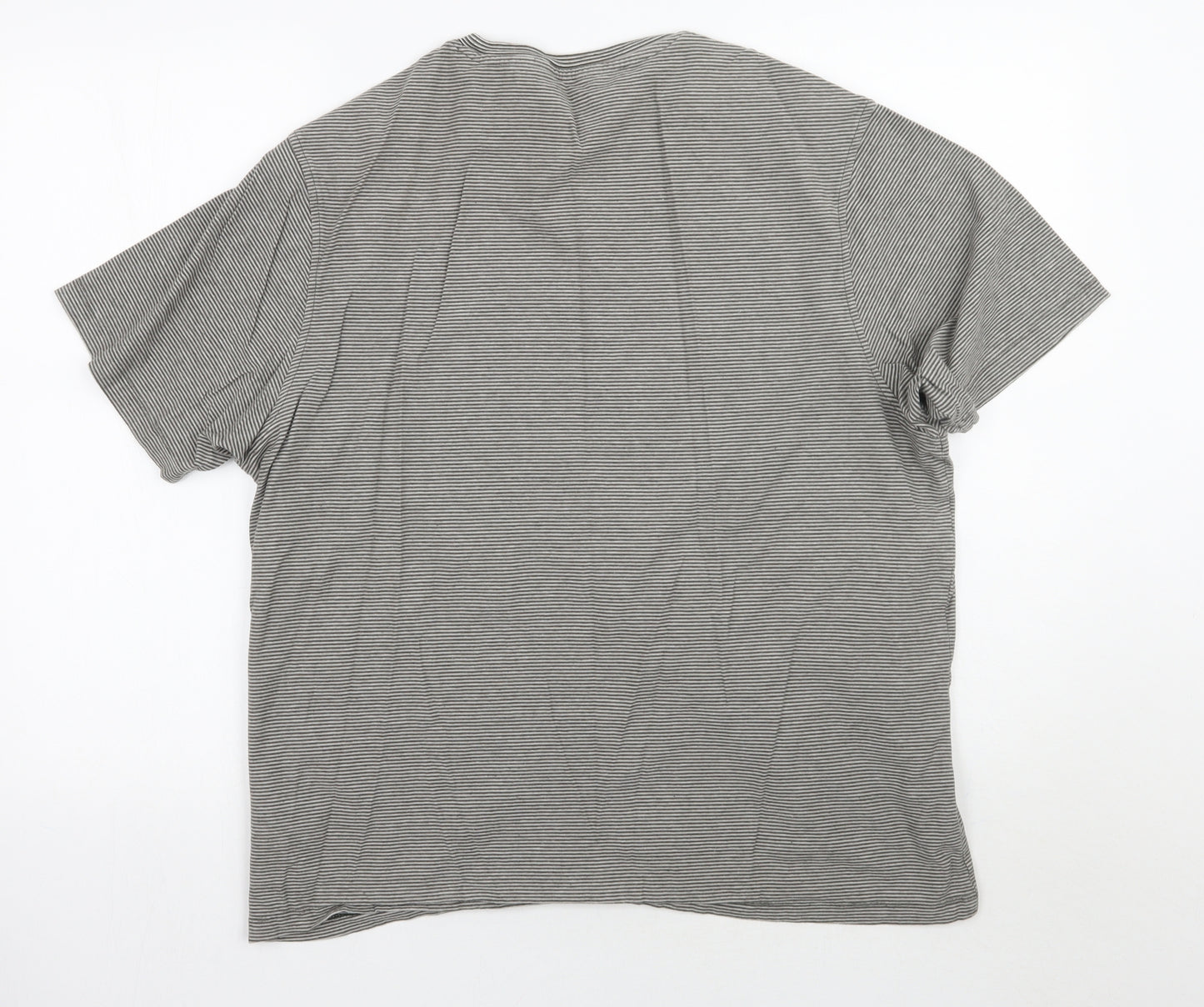 Marks and Spencer Mens Grey Striped   T-Shirt Size L