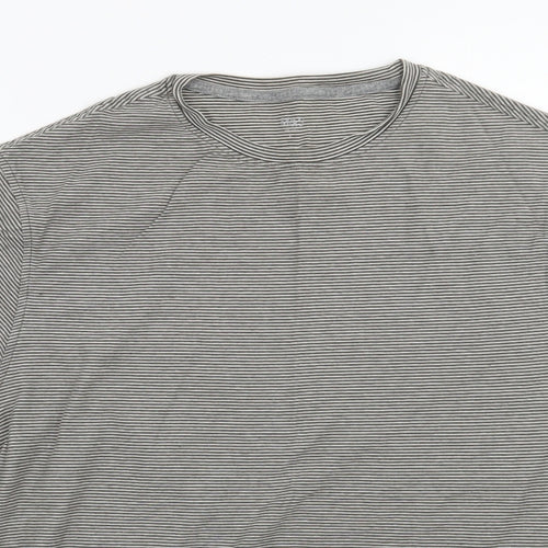 Marks and Spencer Mens Grey Striped   T-Shirt Size L