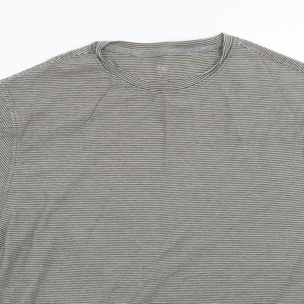 Marks and Spencer Mens Grey Striped   T-Shirt Size L