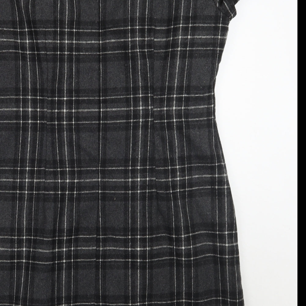 Peacocks Womens Grey Check  A-Line  Size 18