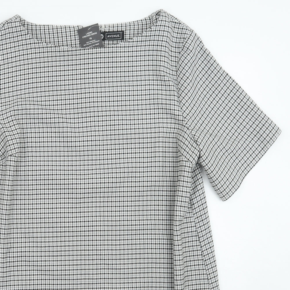 Avenue Womens Grey Check  A-Line  Size 18