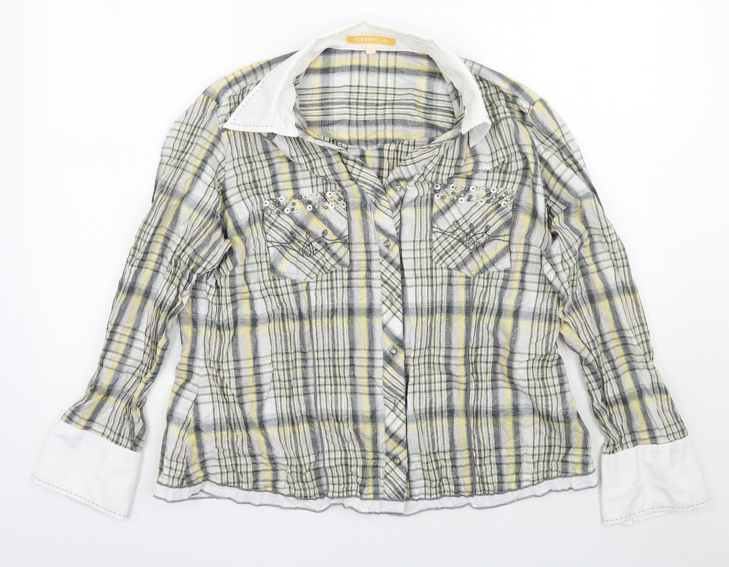 Crisca Womens  Check  Basic Button-Up Size 20