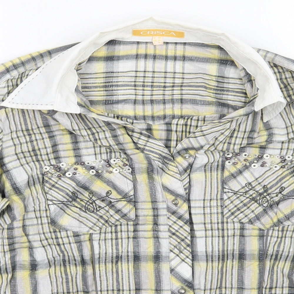 Crisca Womens  Check  Basic Button-Up Size 20