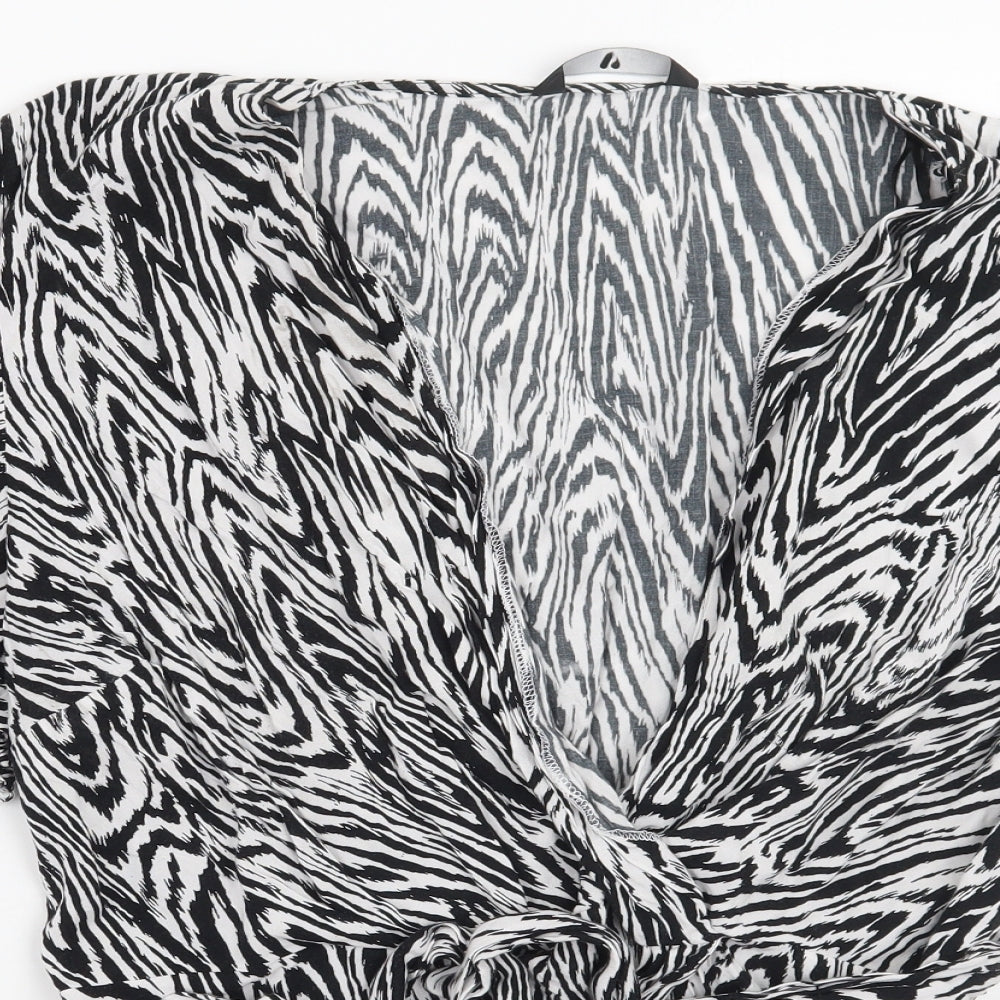 Very Womens White Animal Print  Basic Blouse Size 20