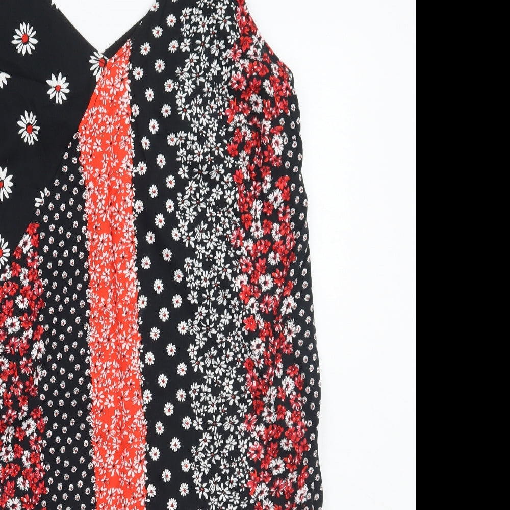 TU Womens Black Floral Rayon A-Line  Size 12