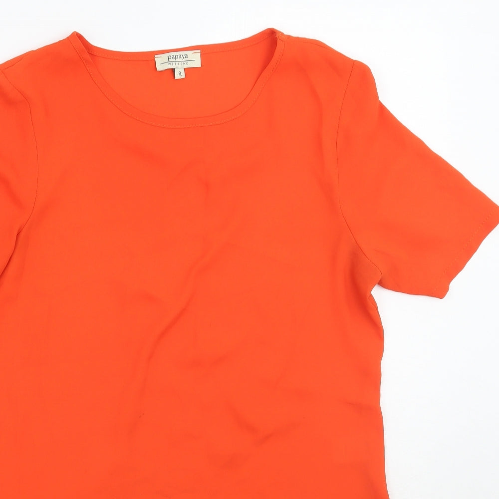 Papaya Womens Orange   Basic Blouse Size 8