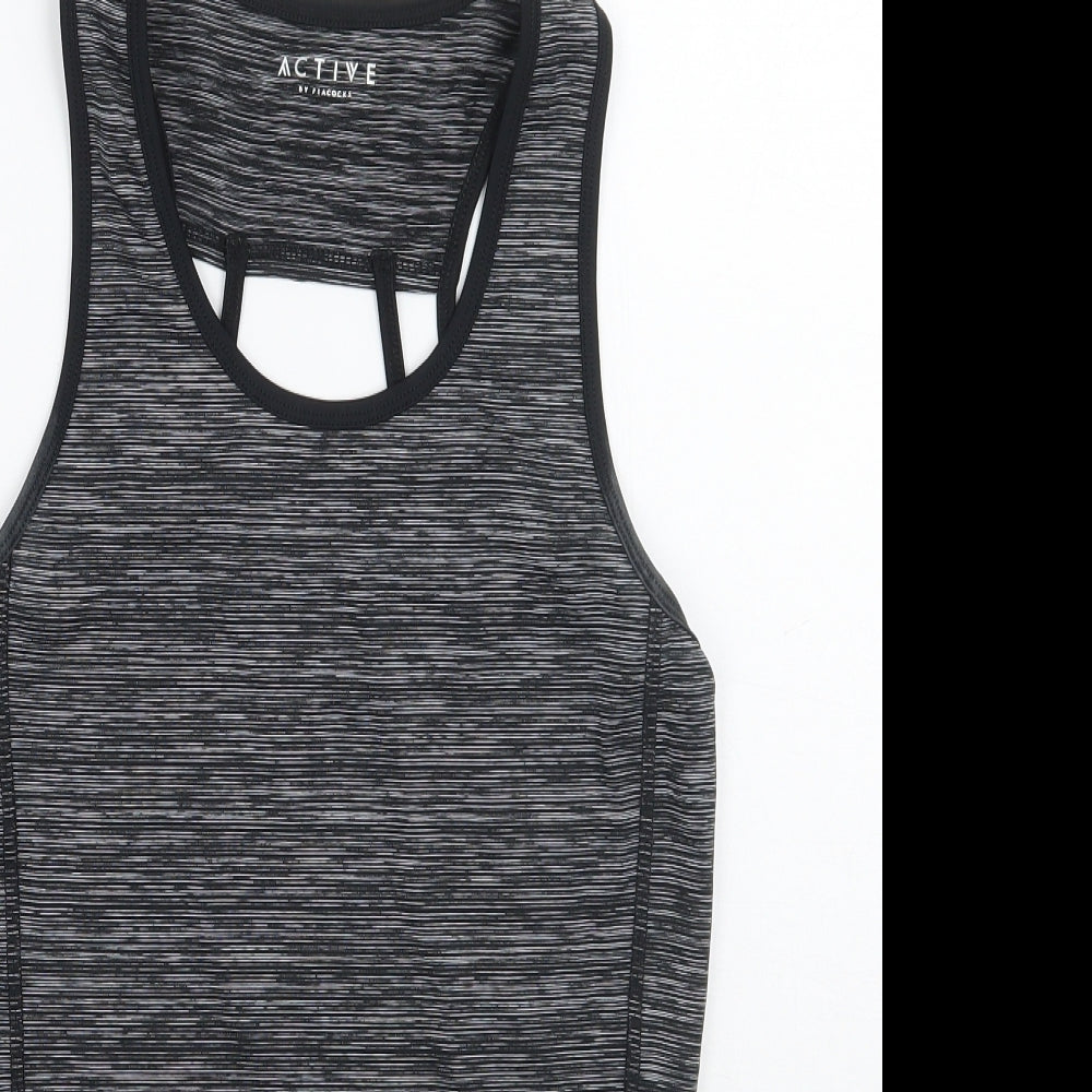 Peacocks Womens Grey Striped  Basic Tank Size 8