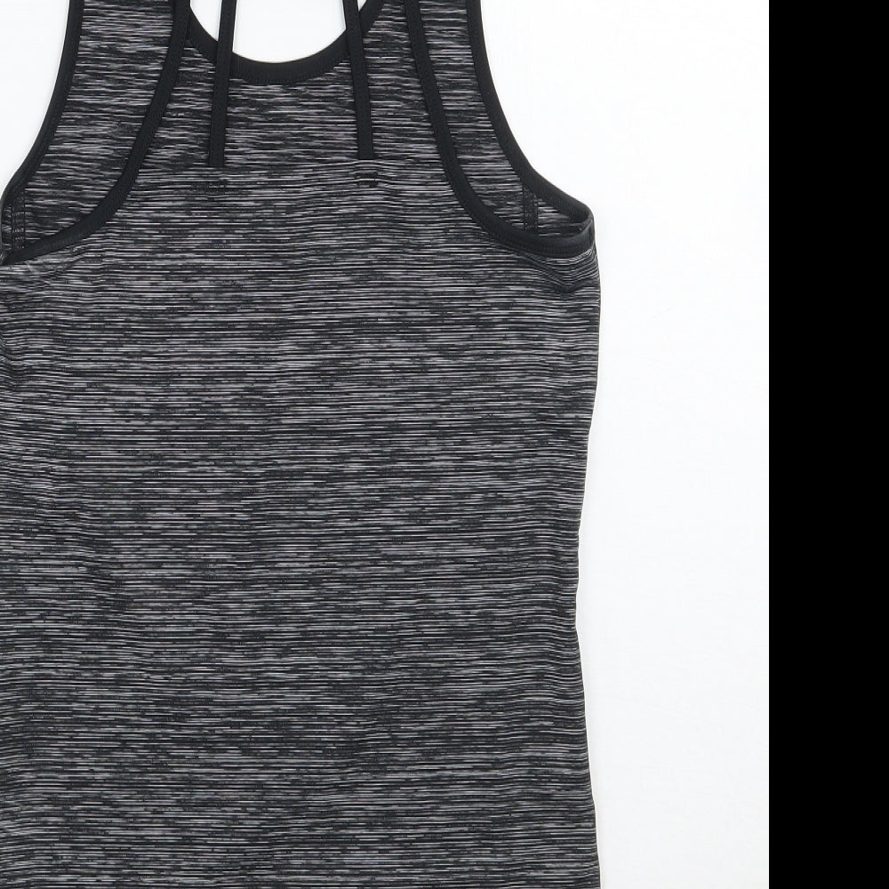 Peacocks Womens Grey Striped  Basic Tank Size 8