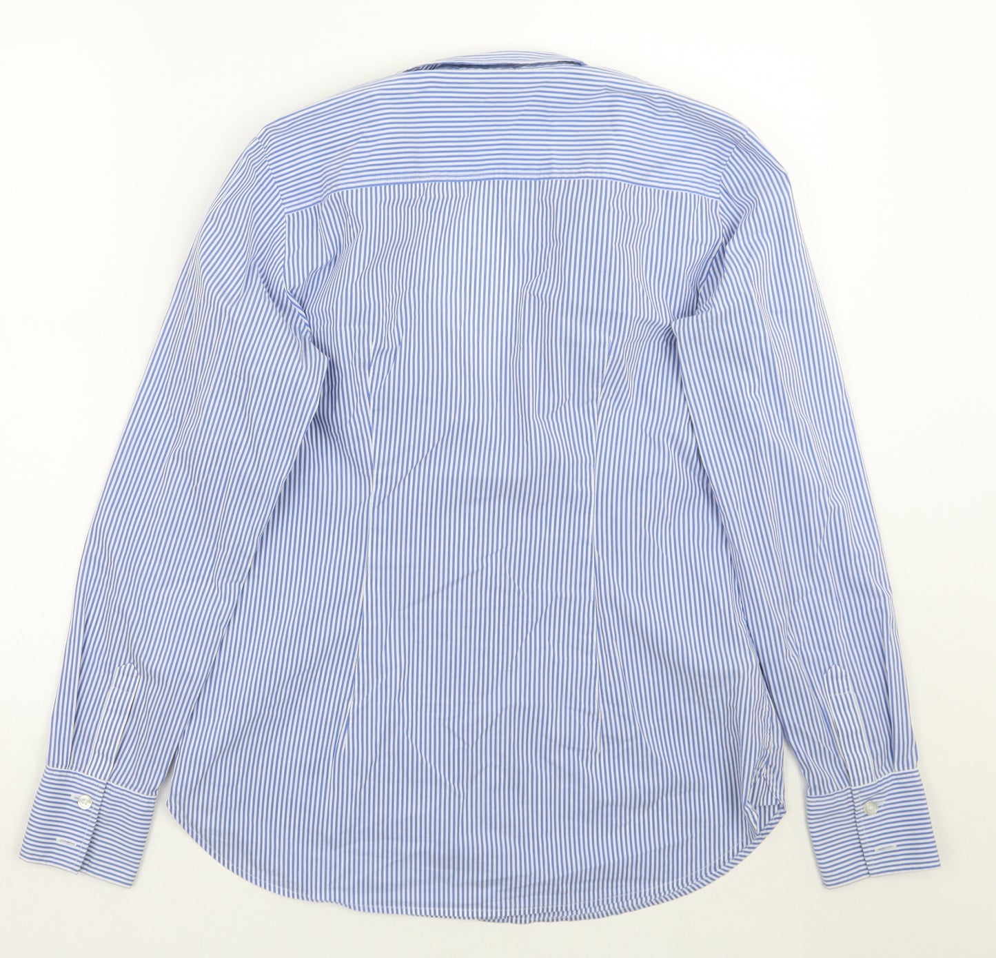 Ann Taylor Womens Blue Striped  Basic Button-Up Size 6