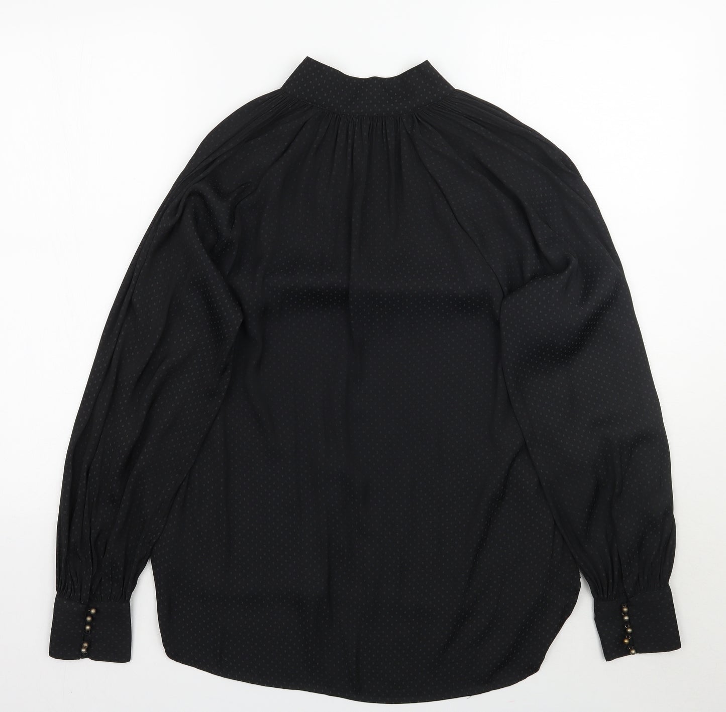 and/or Womens Black Polka Dot  Basic Blouse Size 8