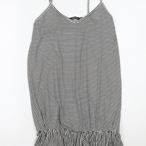 Boohoo Womens White Striped  A-Line  Size 8