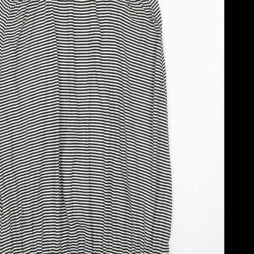 Boohoo Womens White Striped  A-Line  Size 8