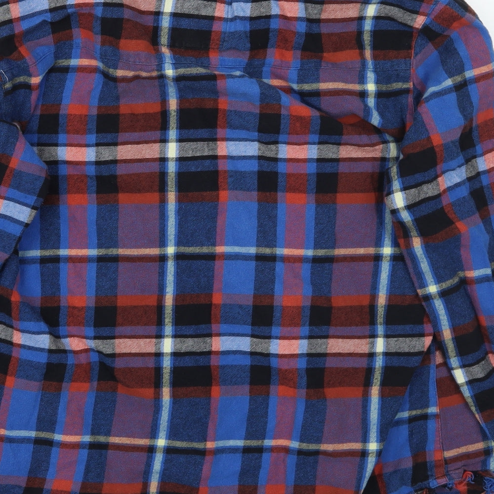 River Island Womens Blue Check  Basic Button-Up Size M