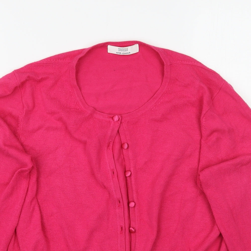 Marks and Spencer Womens Pink   Cardigan Jumper Size 14