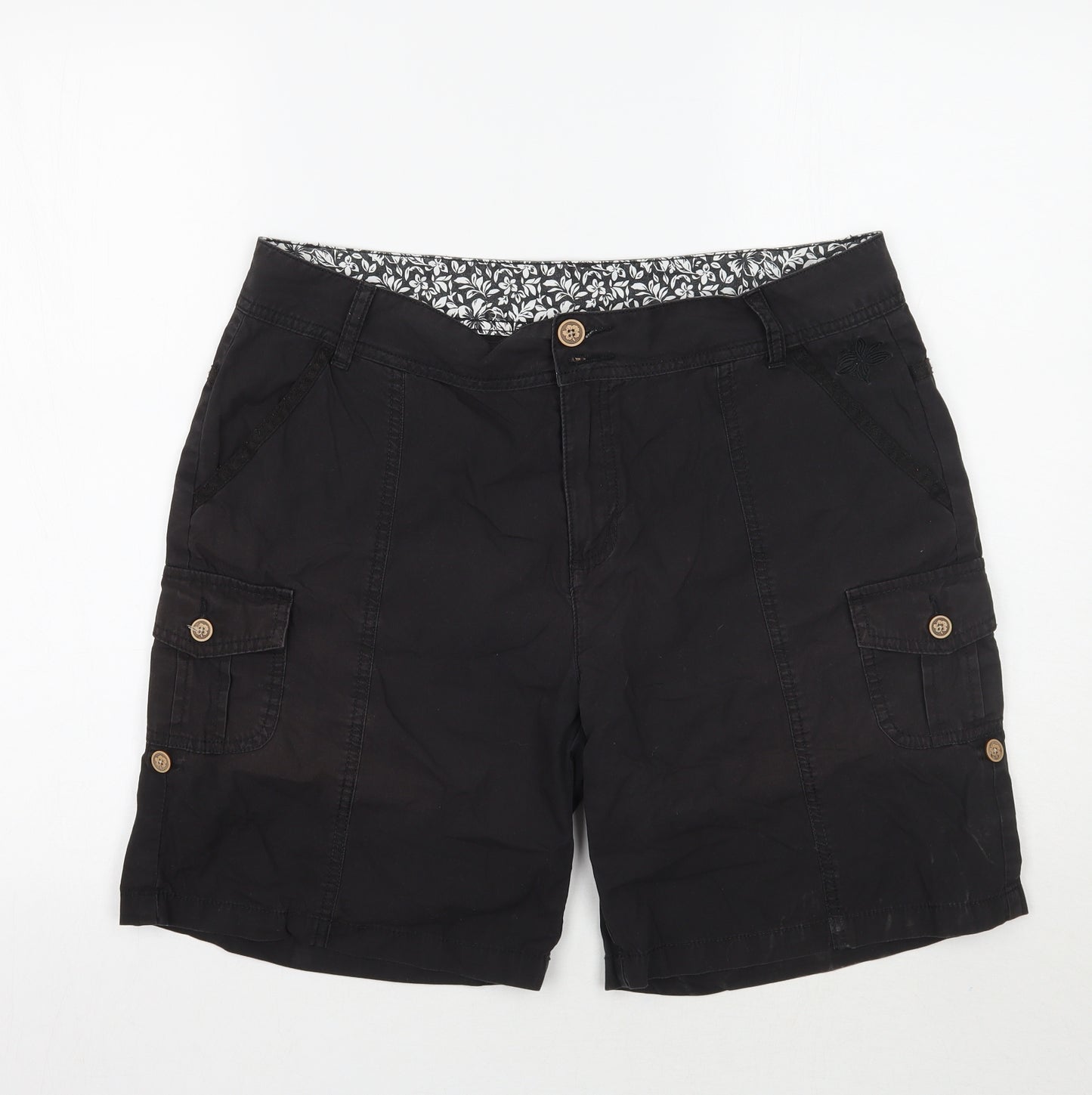 Mantaray Womens Black   Cargo Shorts Size 14