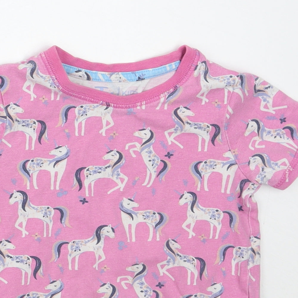 TU Girls Pink Animal Print  Basic T-Shirt Size 3-4 Years