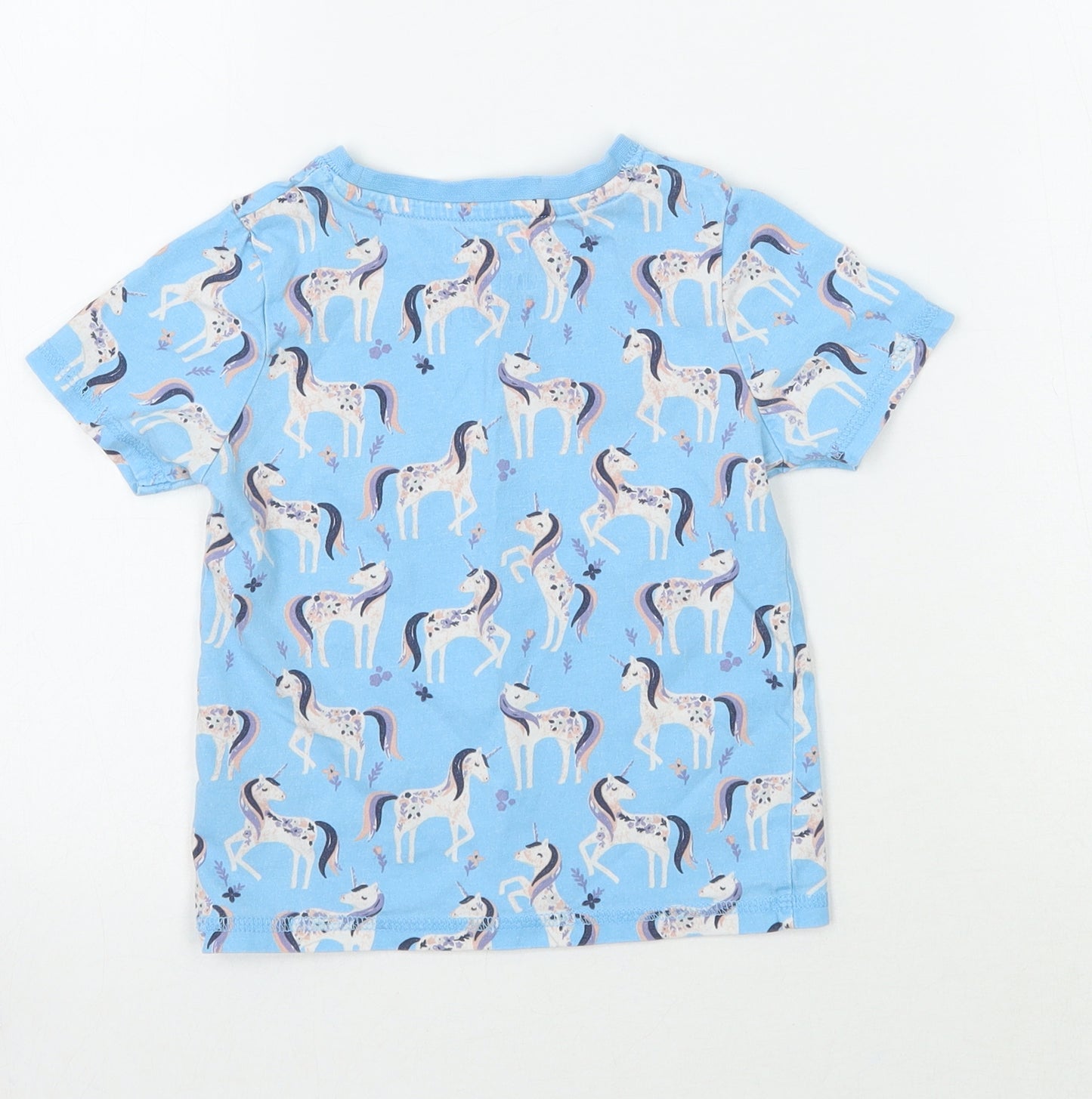 TU Girls Blue Animal Print  Basic T-Shirt Size 3-4 Years