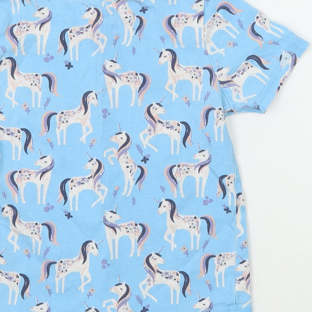 TU Girls Blue Animal Print  Basic T-Shirt Size 3-4 Years