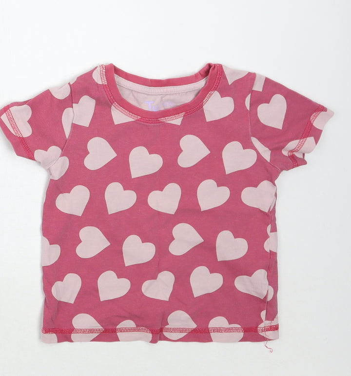 TU Girls Pink Geometric Basic T-Shirt Size 3-4 Years