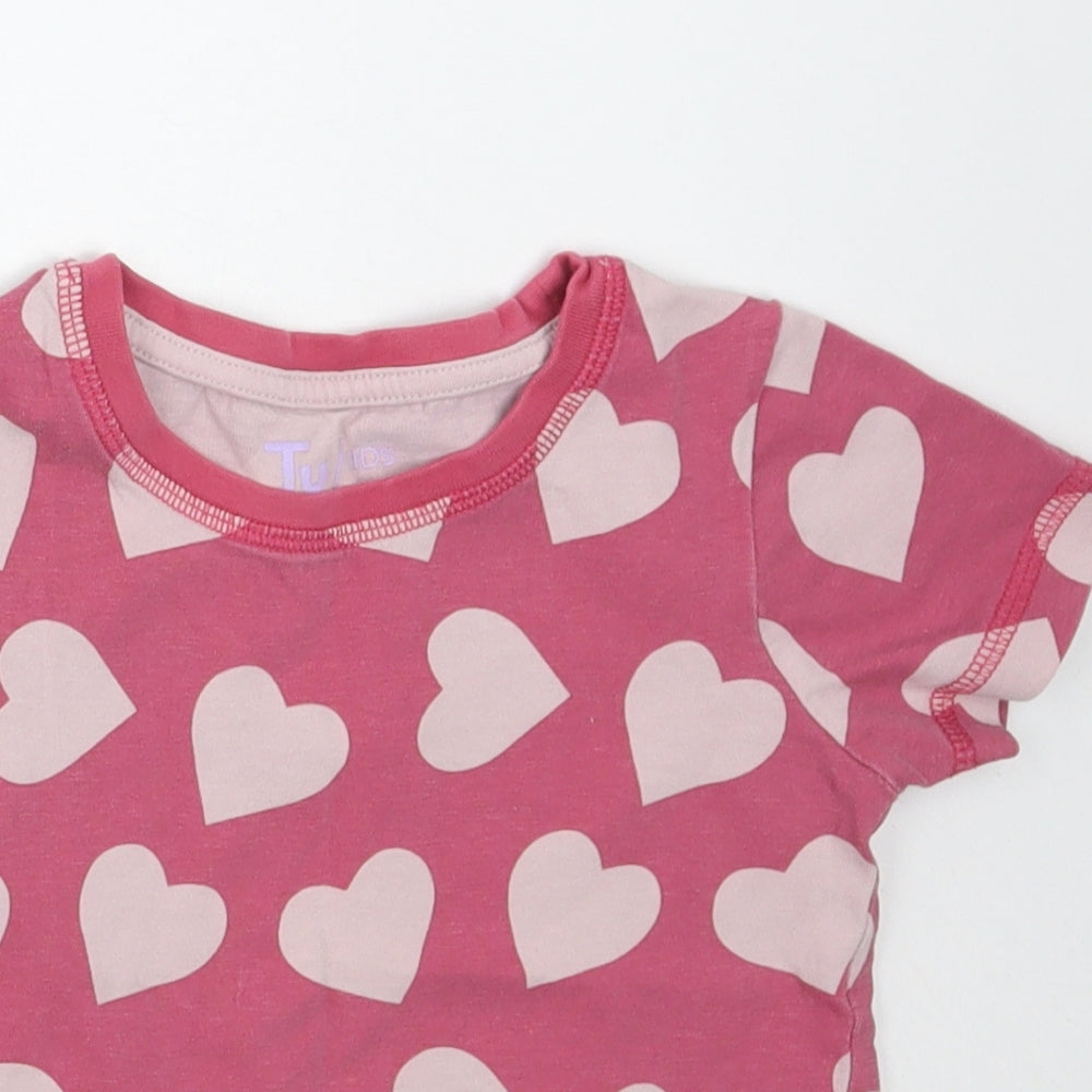 TU Girls Pink Geometric  Basic T-Shirt Size 3-4 Years