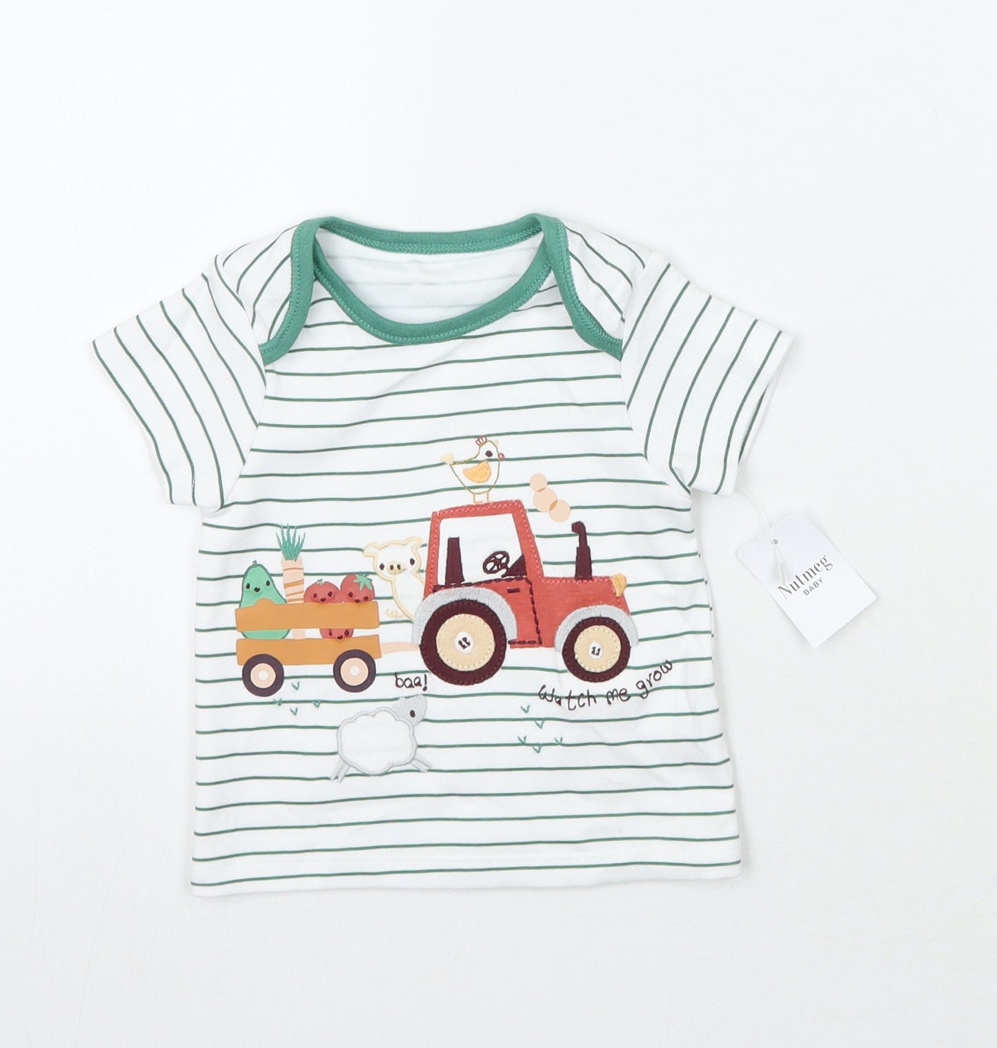 Nutmeg Baby White Striped   T-Shirt Size 3-6 Months