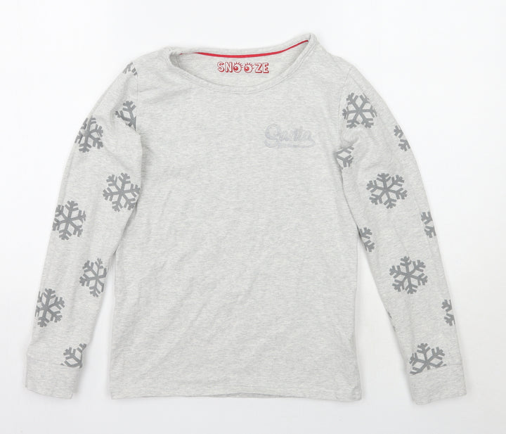 Marks and Spencer Girls Grey Geometric Basic T-Shirt Size 12 Years