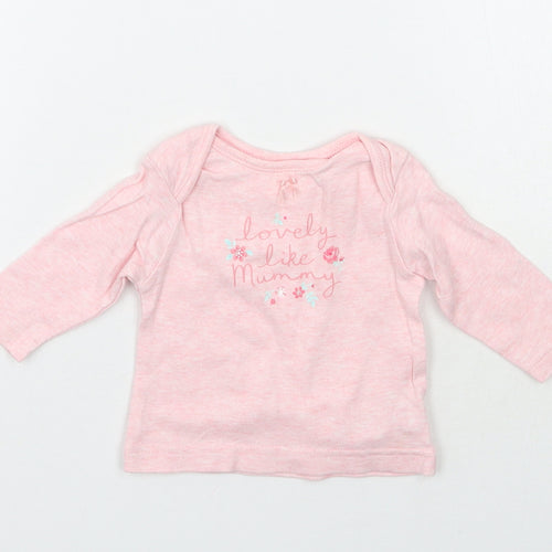 George Girls Pink   Basic T-Shirt Size 0-3 Months