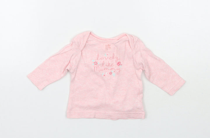 George Girls Pink Basic T-Shirt Size 0-3 Months