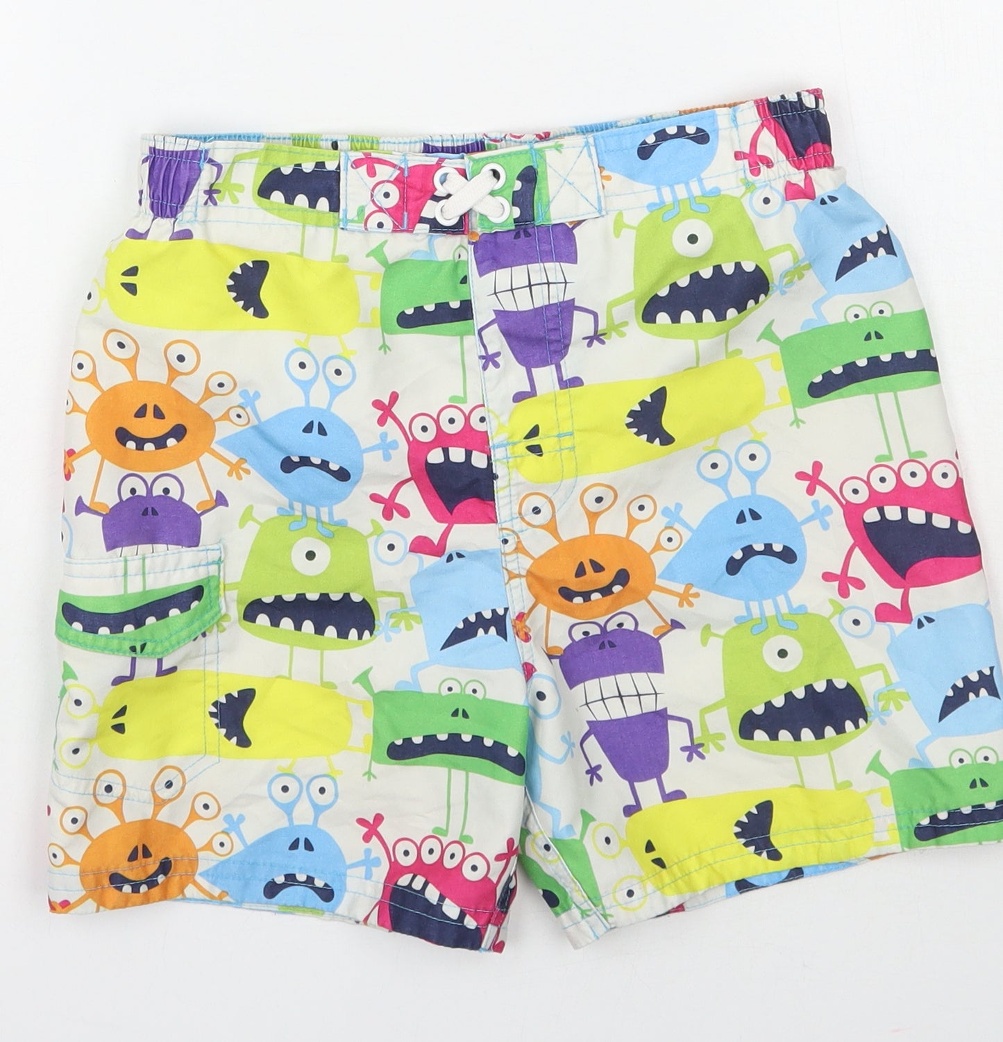 F&F Boys Ivory Geometric  Bermuda Shorts Size 6-7 Years