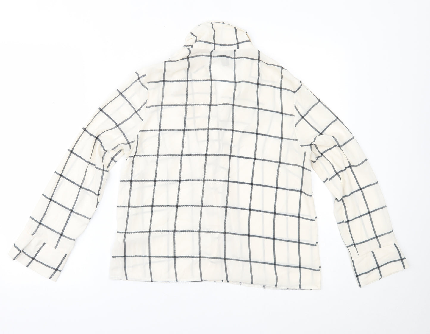 New Look Womens White Plaid  Basic Button-Up Size 6