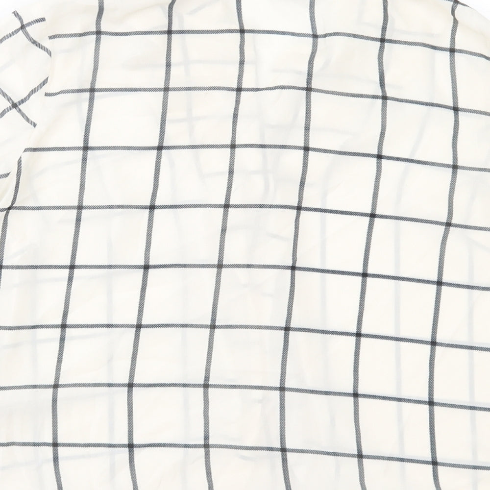 New Look Womens White Plaid  Basic Button-Up Size 6