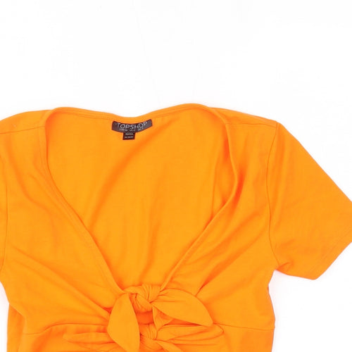 Topshop Womens Orange   Cropped T-Shirt Size 8