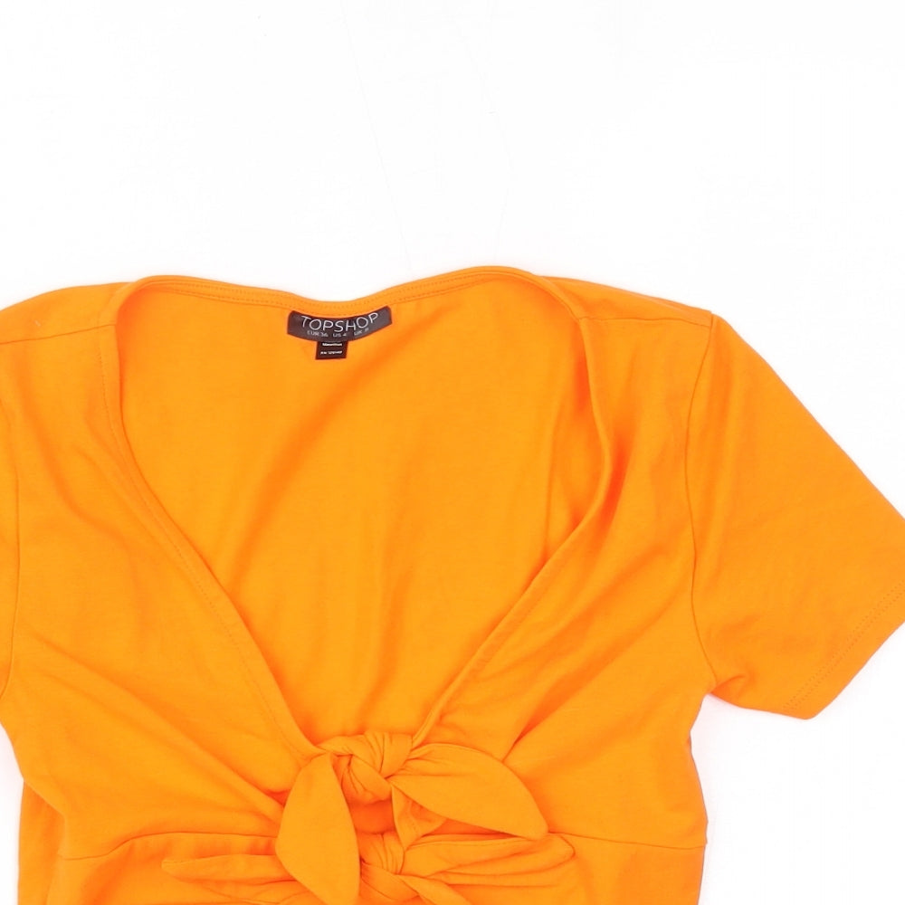 Topshop Womens Orange   Cropped T-Shirt Size 8