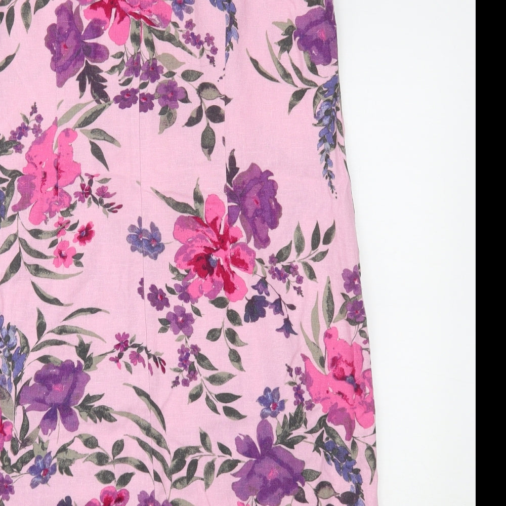 George Womens Pink Floral  A-Line  Size 16