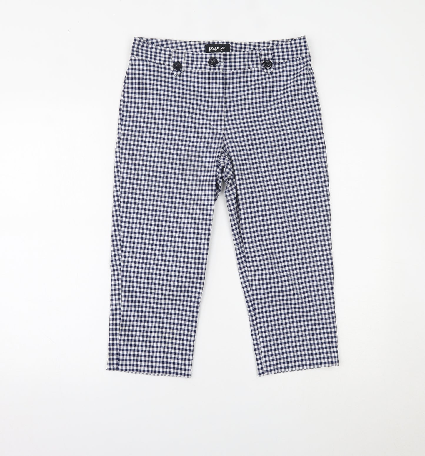 Papaya Womens Blue Check  Cropped Trousers Size 10